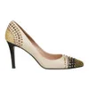 Lola Cruz Women's Jewelled High Court Leather Shoes - Off White/Black - Image 1
