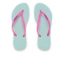 Havaianas Women's Slim Logo Flip Flops - Aqua/Pink Image 1