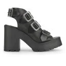 Miista Women's Amber Buckle Heeled Leather Sandals - Black