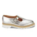 YMC Women's Solovair Mary Janes Leather Flats - Silver