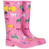 Joules Junior Girls Wellies - Pink Horse - Image 1