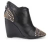 Lola Cruz Women's Studded Toe Wedged Leather Shoe Boots - Black - Image 1