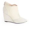 Lola Cruz Women's Two Tone Suede Wedged Shoe Boots - Off White - Image 1