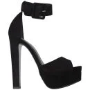 KG Kurt Geiger Women's Halo Heeled Suede Platform Sandals - Black Image 1