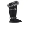 Australia Luxe Women's Tsar Extra Tall Sheepskin Fox Fur Boots - Black - Image 1