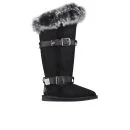 Australia Luxe Women's Tsar Extra Tall Sheepskin Fox Fur Boots - Black