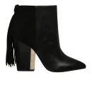 Sam Edelman Women's Mariel Fringed Leather Ankle Boots - Black