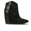 Lola Cruz Women's Tonal Studded Leather Wedged Ankle Boots - Black - Image 1
