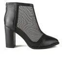 Sol Sana Women's Sonny Mesh/Leather Heeled Ankle Boots - Black