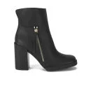 Miista Women's Ashlee Leather Zip Detail  Heeled Leather Ankle Boots - Black Image 1