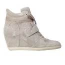 Ash Women's Bowie Suede Wedges Hi-Top Trainers - Stone