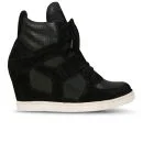 Ash Women's Cool Suede Wedged Hi-Top Trainers - Black