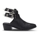 Senso Women's Levi Buckle Croc Leather Ankle Boots - Black