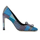 Paul Smith Shoes Women's Hope Silk Bow Court Shoes - Blue Miami Stripe Matto