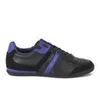BOSS Green Men's Aki Leather Trainers - Navy/Black - Image 1