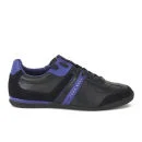BOSS Green Men's Aki Leather Trainers - Navy/Black Image 1