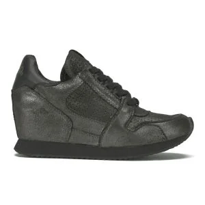 Ash Women's Dean Bis Suede Low Wedged Trainers - Black/Graphite Image 1