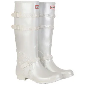 Hunter Women's Limited Edition Festival Tall Wellies - Pearlised White Image 1