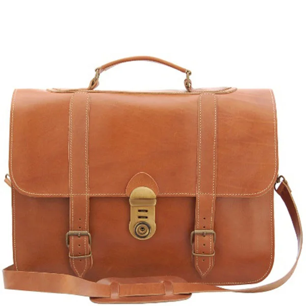 Grafea Railway Vintage Style Leather Briefcase - Caramel Image 1