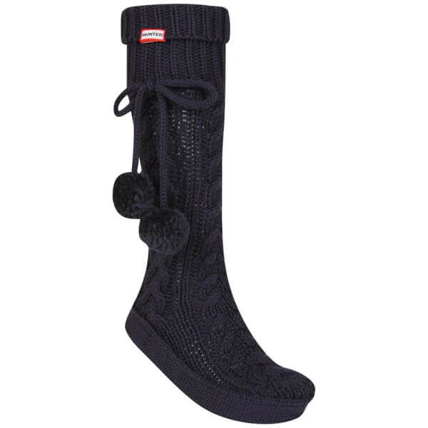 Hunter Women's Cable Slipper Socks - Navy Image 1