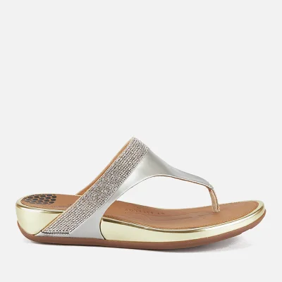 FitFlop Women's Banda Micro-Crystal Leather Toe Post Sandals - Pale Gold