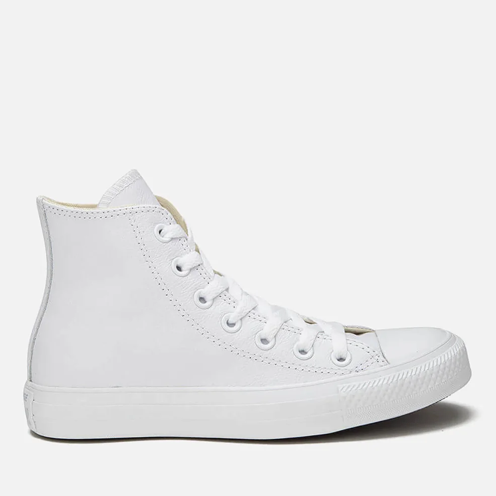 Converse Unisex Chuck Taylor All Star Leather Hi-Top Trainers - White Monochrome Image 1