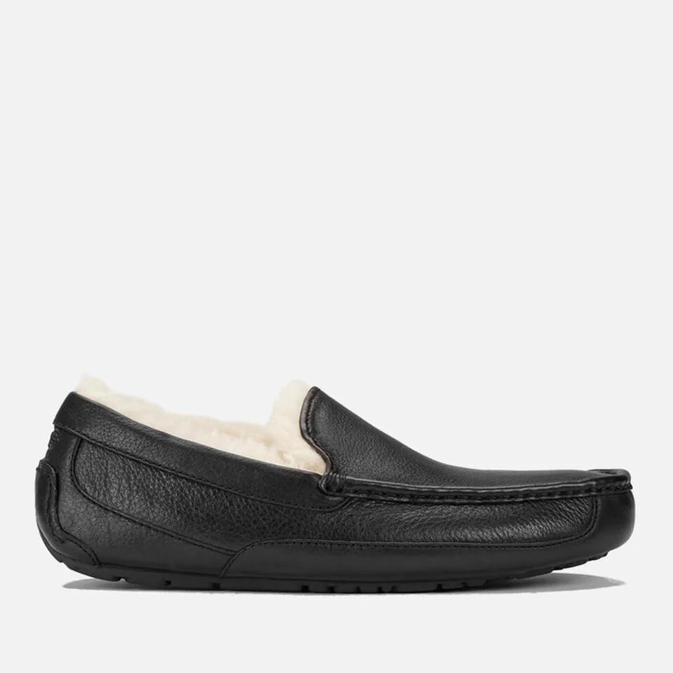 UGG Men's Ascot Grain Leather Slippers - Black Image 1