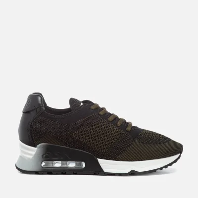 Ash Women's Lucky Knit/Nappa Wax Runner Trainers - Army/Black