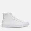 Converse Chuck Taylor All Star Leather Hi-Top Trainers - White Monochrome - Image 1