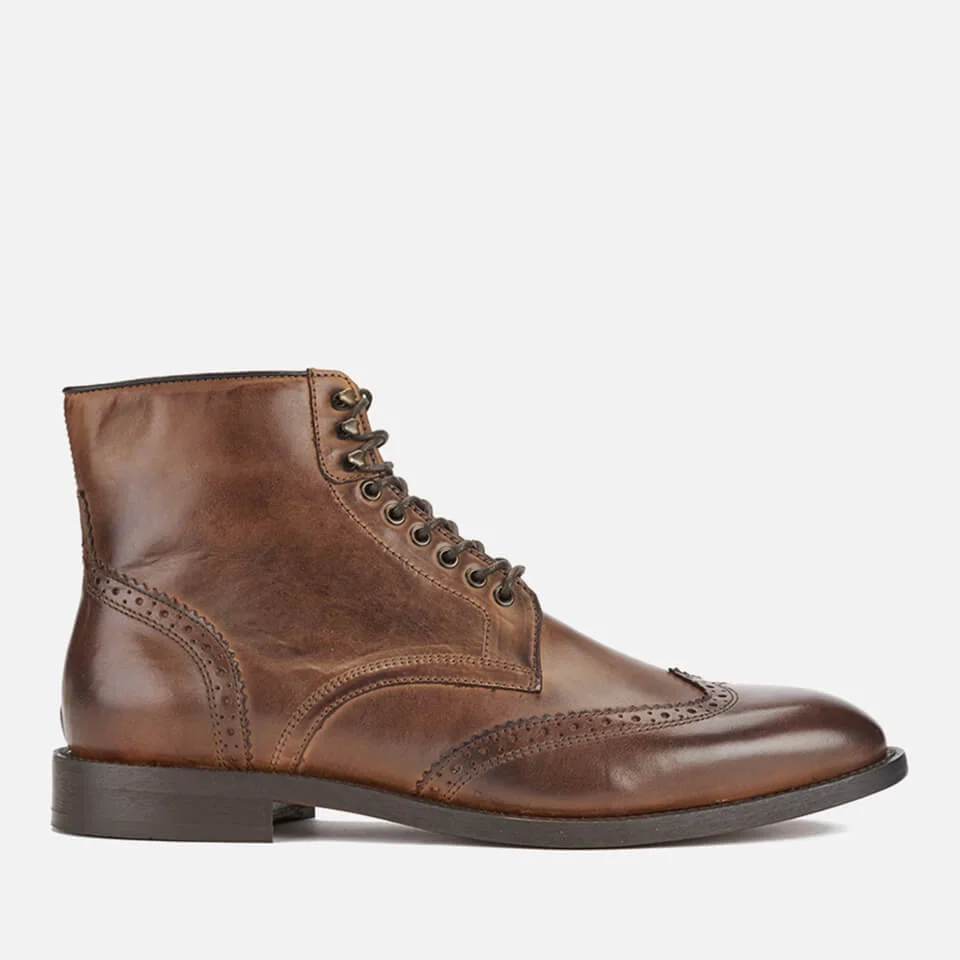 Hudson London Men's Greenham Leather Brogue Lace Up Boots - Cognac Image 1