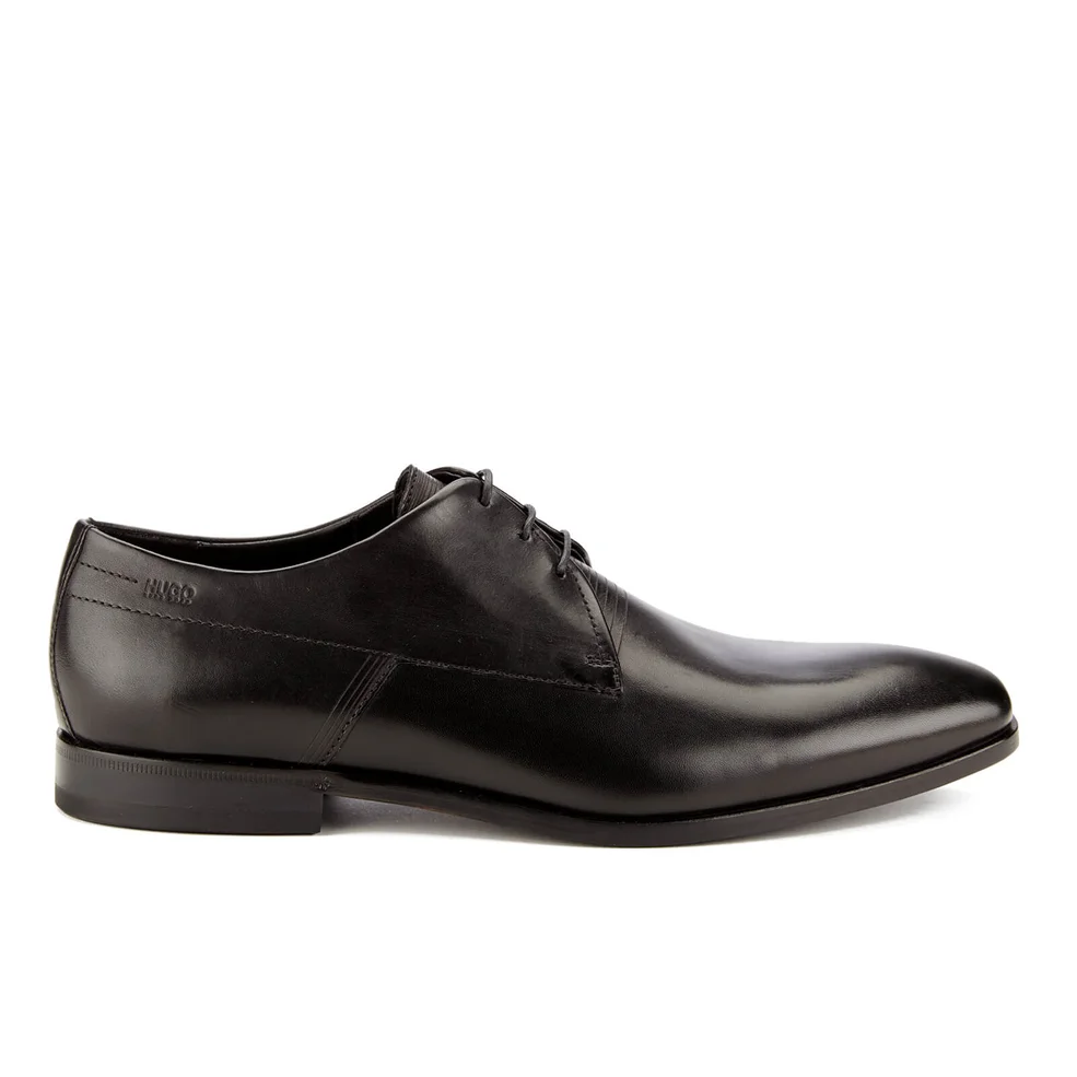 HUGO Men's Square Laser Detail Leather Derby Shoes - Black Image 1