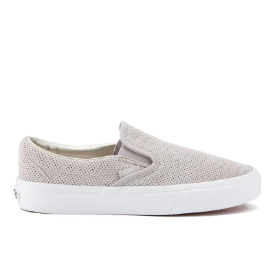 Vans Women's Classic Slip On Perforated Suede Trainers - Silver Cloud/True White