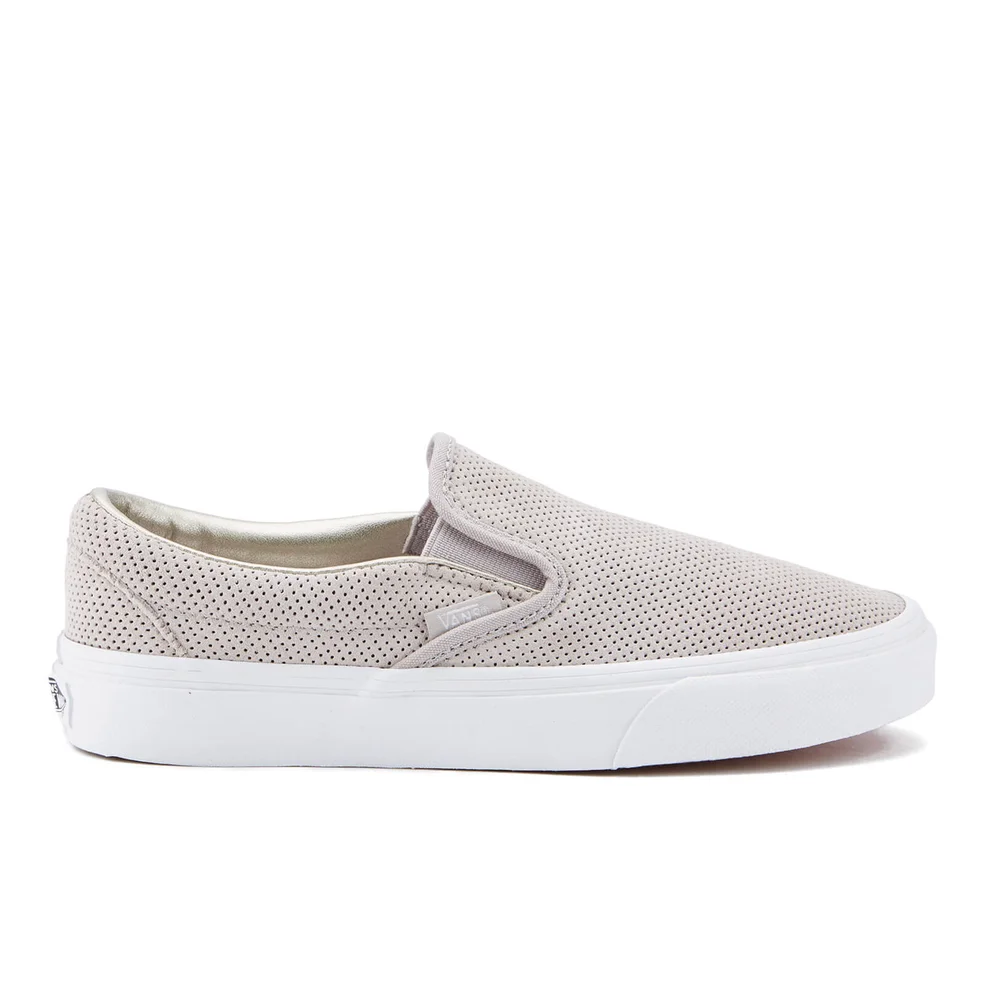 Vans Women's Classic Slip On Perforated Suede Trainers - Silver Cloud/True White Image 1