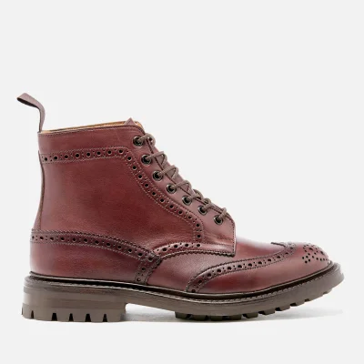 Tricker's Men's Stow Leather Commando Sole Lace Up Brogue Boots - Burgundy