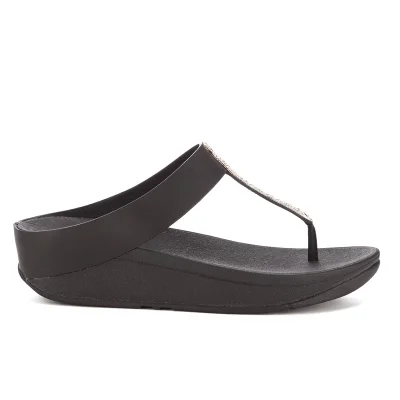 FitFlop Women's Barrio Leather Toe-Post Sandals - Black