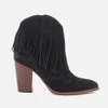 Sam Edelman Women's Benjie Leather Tassle Heeled Ankle Boots - Black - Image 1
