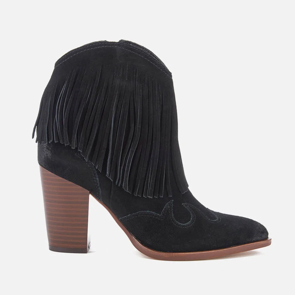 Sam Edelman Women's Benjie Leather Tassle Heeled Ankle Boots - Black Image 1