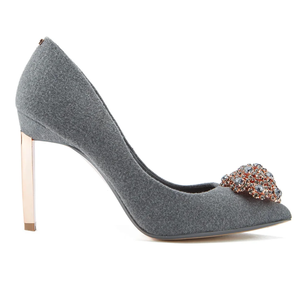 Ted Baker Women's Peetch Crystal Brooch Toe Court Shoes - Grey Image 1