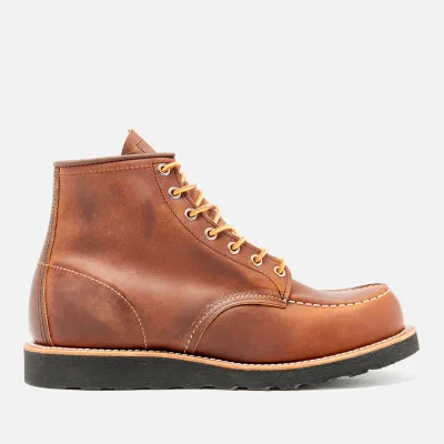 Red Wing Men's 6 Inch Moc Toe Leather Lace Up Boots - Copper Rough and Tough/Black Sole