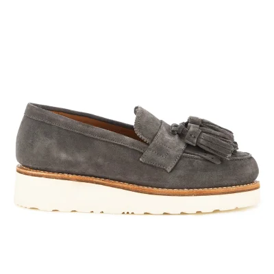 Grenson Women's Clara V Suede Tassle Loafers - Charcoal