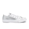 Converse Kids' Chuck Taylor All Star Metallic Leather OX Trainers - Pure Silver/White - Image 1