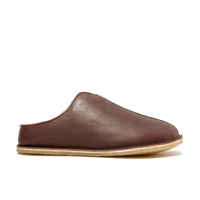 Clarks Men's Kite Stitch Leather Slippers - Brown