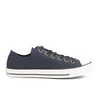Converse Men's Chuck Taylor All Star Leather/Corduroy Ox Trainers - Obsidian/Egret/Black - Image 1