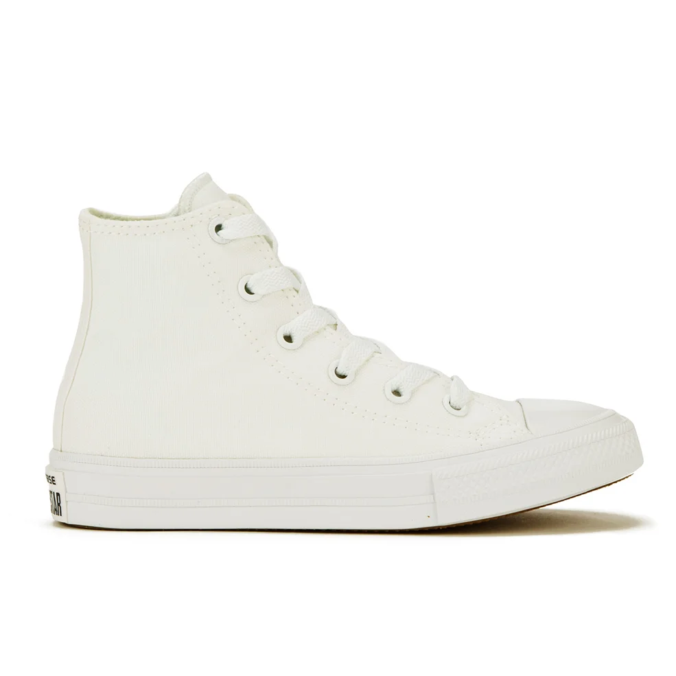 Converse Kids Chuck Taylor All Star II Tencel Canvas Hi-Top Trainers - White/White/Navy Image 1
