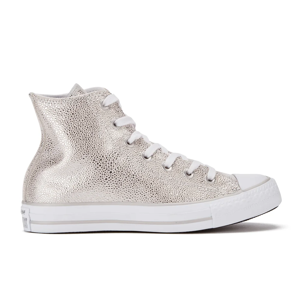 Converse Women's Chuck Taylor All Star Sting Ray Leather Hi-Top Trainers - Pure Silver/Black/White Image 1