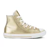 Converse Kids' Chuck Taylor All Star Metallic Leather Hi-Top Trainers - Light Gold/White/White - Image 1