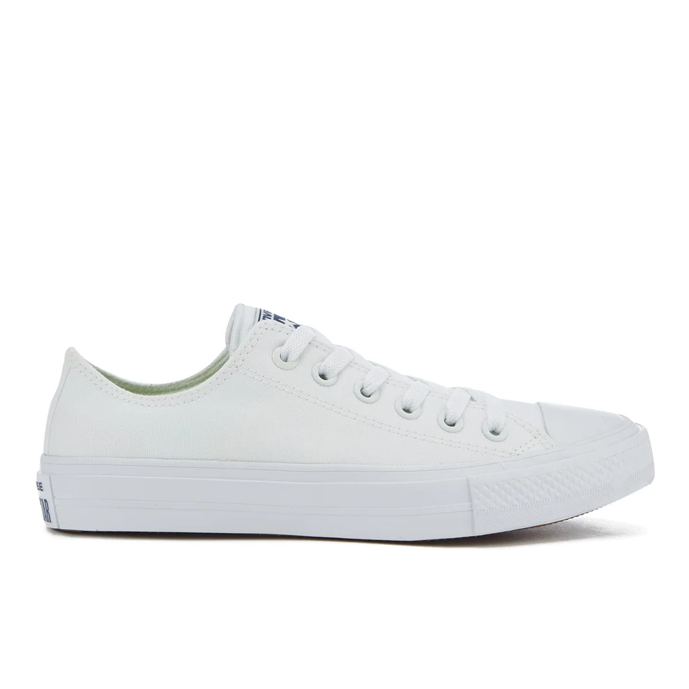Converse Chuck Taylor All Star II Ox Trainers - White/White/Navy Image 1