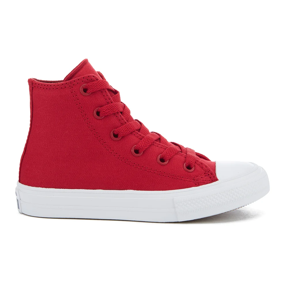 Converse Kids Chuck Taylor All Star II Tencel Canvas Hi-Top Trainers - Salsa Red/White/Navy Image 1