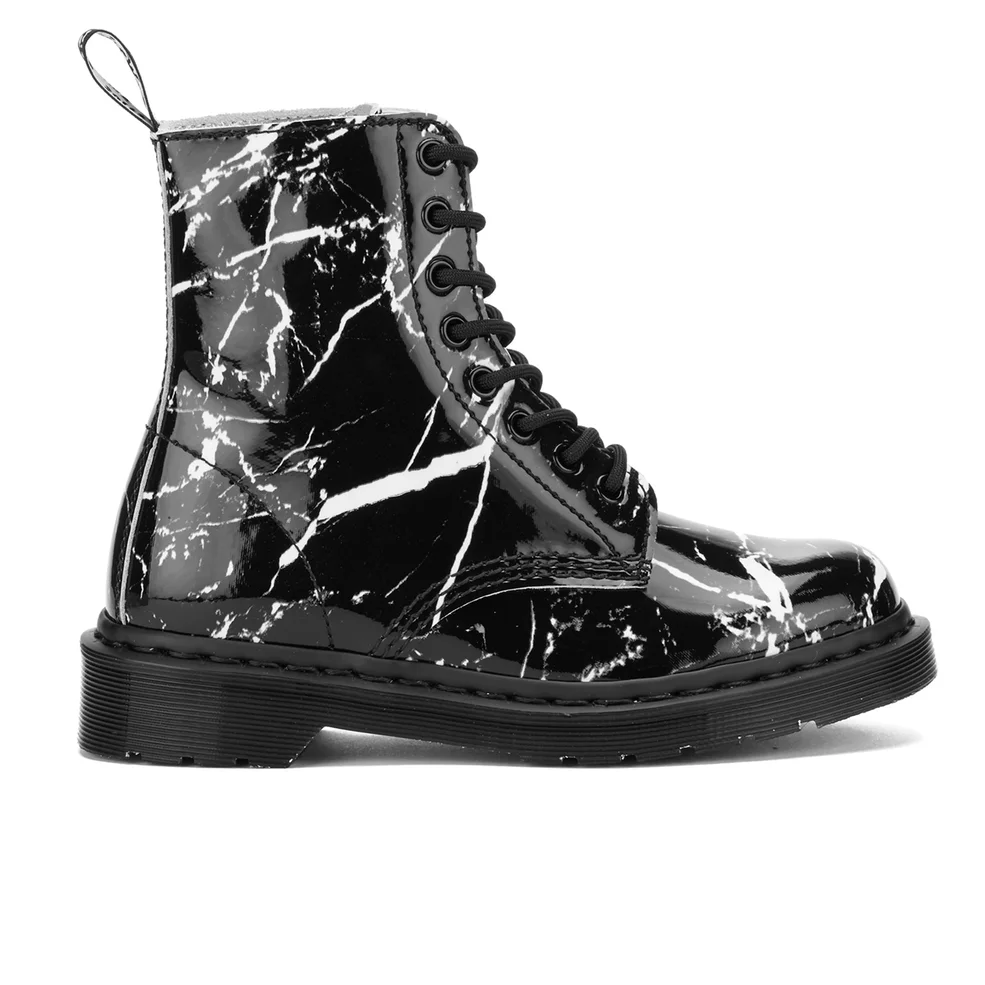 Dr. Martens Women's Pascal Patent Marble 8-Eye Boots - Black Image 1