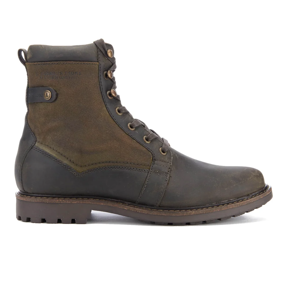 Barbour Men's Cleasby Leather/Waterproof High Derby Boots - Olive Image 1
